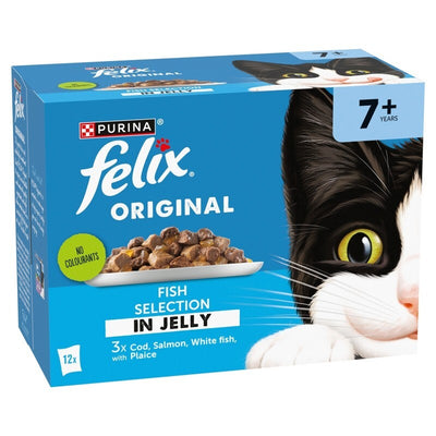 Felix Senior 7+ Original Fish Selection in Jelly Pouches 85g x 12 x 4 Felix