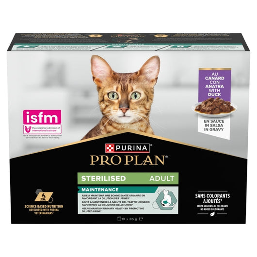 Pro Plan Adult 1+ Sterilised Maintenance Duck in Gravy Pouches 85g x 10 x 4 Pro Plan