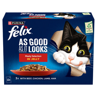 Felix Adult AGAIL Pouches Meaty Selection (Beef) in Jelly 85g x 12 x 4 Felix