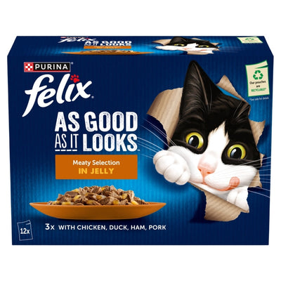 Felix Adult AGAIL Pouches Meaty Selection (Ham) in Jelly 85g x 12 x 4 Felix
