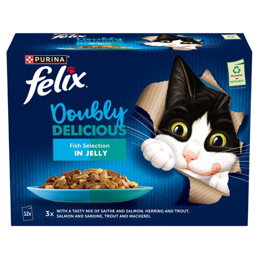 Felix Adult AGAIL Pouches Doubly Delicious Fish 85g x 12 x 4 Felix