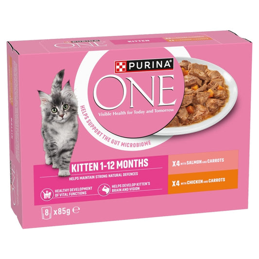 Purina One Kitten Mini Fillets Salmon and Chicken Pouches 85g x 8 x 4 Purina One