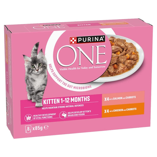 Purina One Kitten Mini Fillets Salmon and Chicken Pouches 85g x 8 x 4 Purina One