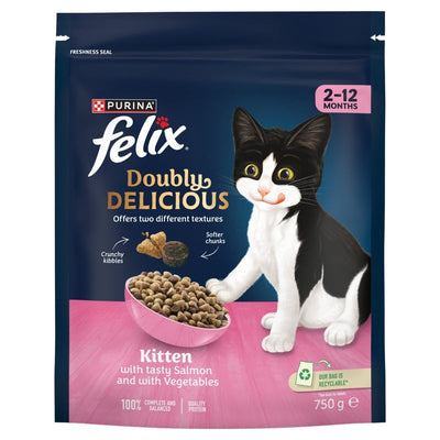 Felix Kitten Doubly Delicious Salmon & Veg 750g x 4 Felix