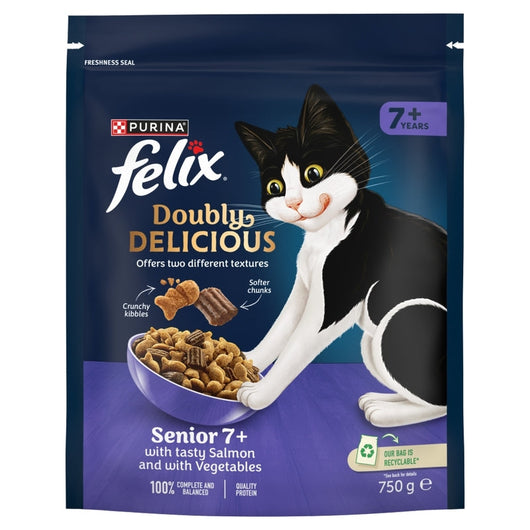 Felix Senior Doubly Delicious Salmon & Veg 750g x 4 Felix