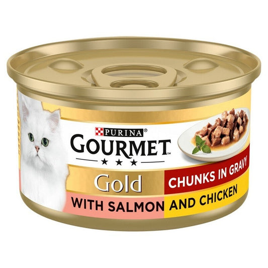 Gourmet Gold Salmon & Chicken in Gravy Cat Food 85g x 12 Gourmet