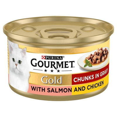 Gourmet Gold Salmon & Chicken in Gravy Cat Food 85g x 12 Gourmet