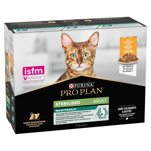 Pro Plan Adult 1+ Sterilised Maintenance with Chicken Gravy Pouches 85g x 10 x 4 Pro Plan