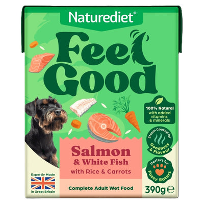 Naturediet Adult Feel Good Salmon & White Fish with Rice & Carrots Cartons 390g x 12