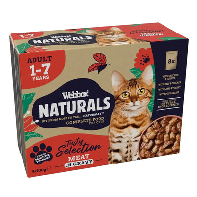 Webbox Naturals Cat Adult Meal Selection in Gravy Pouches 100g x 8 x 7 Webbox Naturals