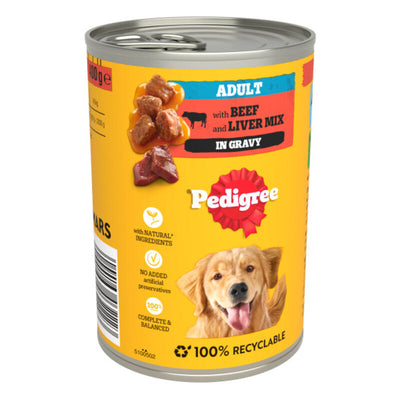 Pedigree Tins Beef Chunks in Gravy 400g x 12 Pedigree