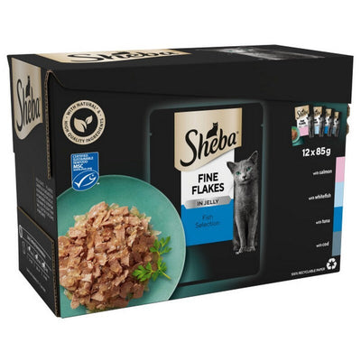 Sheba Fine Flakes Fish Collection in Jelly 85g x 12 x 4 Sheba