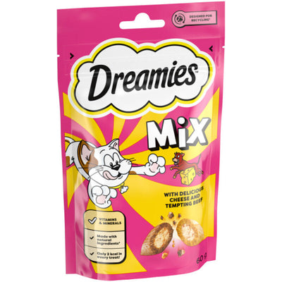Dreamies Mix Cheese & Beef Cat Treats 60g x 8 Dreamies