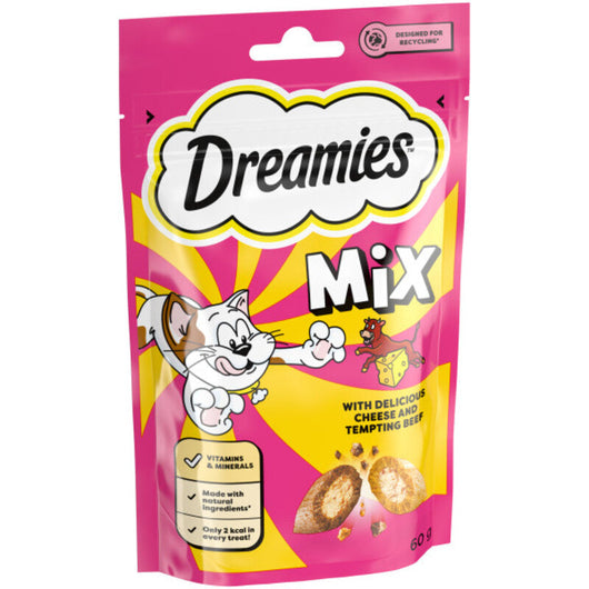 Dreamies Mix Cheese & Beef Cat Treats 60g x 8 Dreamies