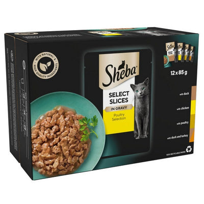 Sheba Select Slices Poultry Collection in Gravy 85g x 12 x 4 Sheba