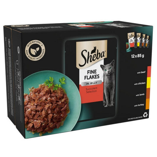 Sheba Fine Flakes Succulent Collection in Jelly 85g x 12 x 4 Sheba