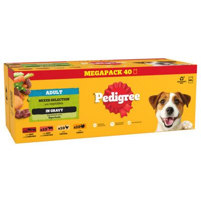 Pedigree Pouches Chicken Beef Turkey Lamb in Gravy 100g x 40 Mega Pack Pedigree