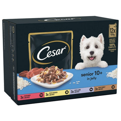 Cesar Deliciously Fresh Senior 10+ Selection in Jelly Pouches 100g x 12 x 4 Cesar