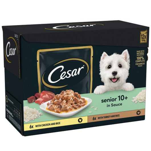 Cesar Senior 10+ Mixed Selection in Sauce Pouches 100g x 12 x 4 Cesar