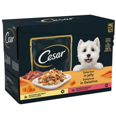 Cesar Deliciously Fresh Favourites in Jelly Pouches 100g x 12 x 4 Cesar
