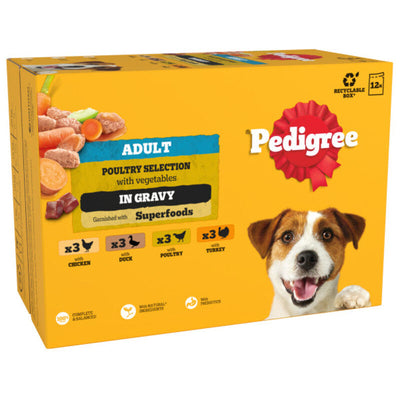 Pedigree Adult Poultry Selection in Gravy Pouches 100g x 12 x 4 Pedigree