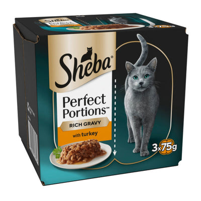 Sheba Perfect Portions with Turkey Chunks in Gravy Trays (2x37.5g) x 3 x 8 Sheba
