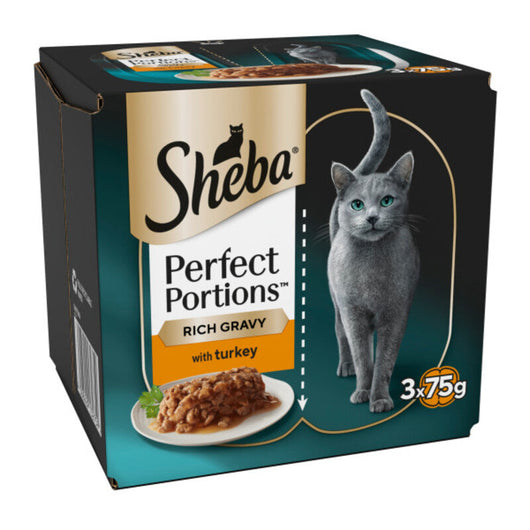 Sheba Perfect Portions with Turkey Chunks in Gravy Trays (2x37.5g) x 3 x 8 Sheba