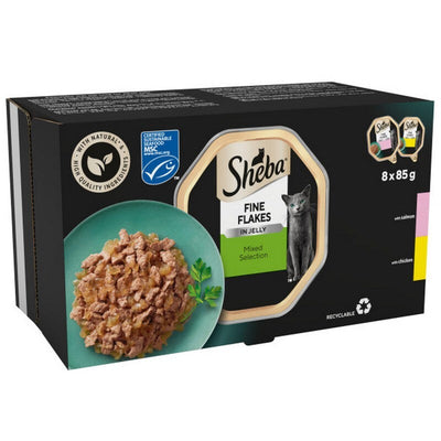 Sheba Fine Flakes Mixed Selection in Jelly Trays 85g x 8 x 4 Sheba