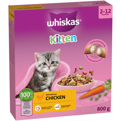 Whiskas Dry 2-12 Month Kitten Chicken 800g x 5 Whiskas