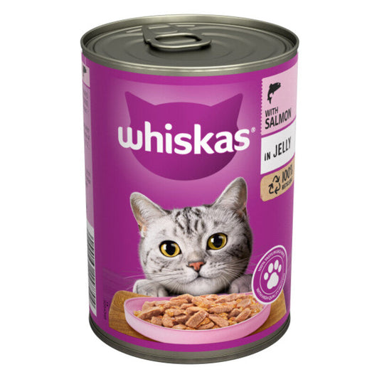 Whiskas 1+ Adult Salmon in Jelly Tins 400g x 12 Whiskas