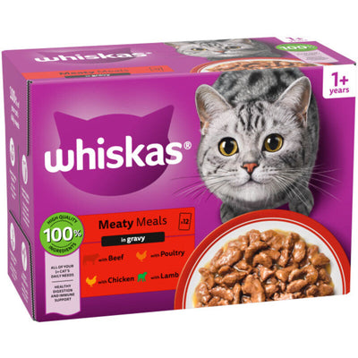 Whiskas Adult 1+ Meaty Meals in Gravy Pouches 85g x 12 x 4 Whiskas