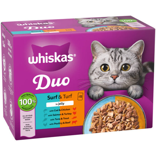 Whiskas Adult 1+ Duo Surf & Turf in Jelly 85g x 12 x 4 Whiskas
