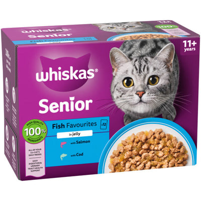 Whiskas Senior 11+ Fish Favourites in Jelly Pouches 85g x 12 x 4 Whiskas