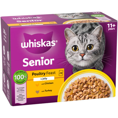 Whiskas Senior 11+ Poultry Feasts in Jelly Pouches 85g x 12 x 4 Whiskas