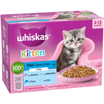 Whiskas Kitten 2-12 month Fish Favourites in Jelly Pouches 85g x 12 x 4 Whiskas