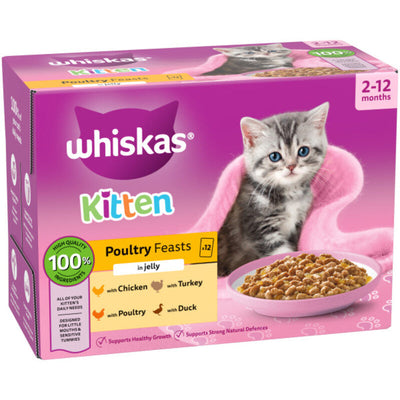 Whiskas Kitten 2-12 month Poultry Feasts in Jelly 85g x 12 x 4 Whiskas