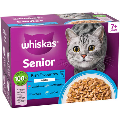 Whiskas Senior 7+ Fish Favourites in Jelly 85g x 12 x 4 Whiskas