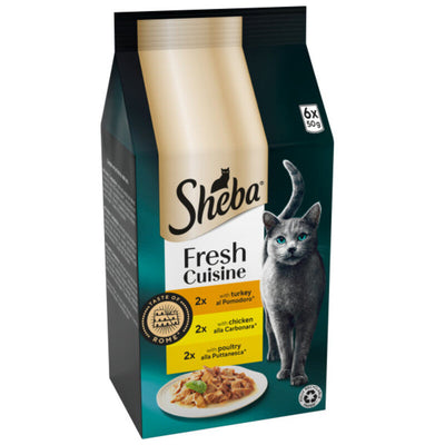Sheba Fresh Cuisine Taste of Rome Turkey & Chicken in Gravy Pouches 50g x 6 x 8 Sheba