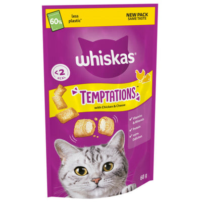Whiskas Temptations Chicken & Cheese Cat Treats 60g x 6 Whiskas