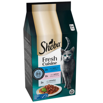 Sheba Fresh Cuisine Taste of Tokyo Salmon & Tuna & Whitefish in Gravy Pouches 50g x 6 x 8 Sheba