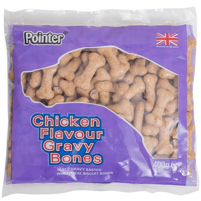 Pointer Chicken Flavour Gravy Bones Dog Treats 400g x 6 Pointer