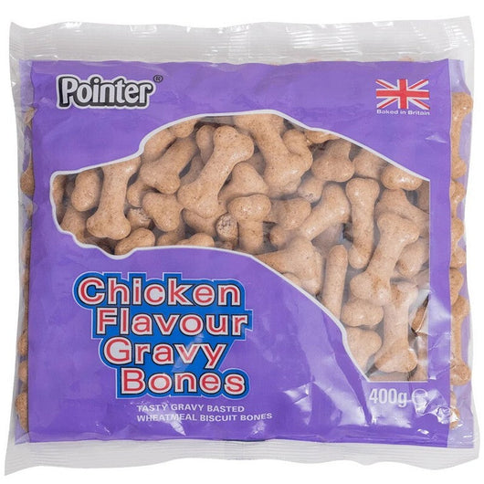 Pointer Chicken Flavour Gravy Bones Dog Treats 400g x 6 Pointer