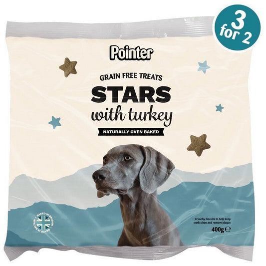 Pointer Stars with Turkey Grain Free Dog Treats 400g x 6 Pointer
