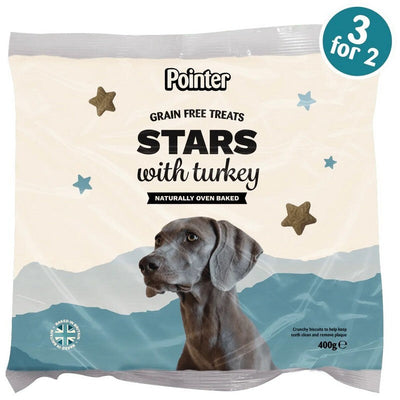 Pointer Stars with Turkey Grain Free Dog Treats 400g x 6 Pointer