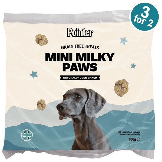 Pointer Mini Milky Paws Grain Free Dog Treats 400g x 6 Pointer