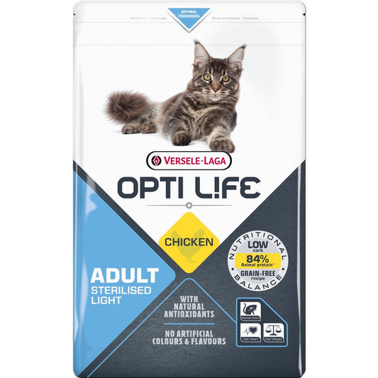 Versele Laga Opti Life Cat Adult Sterilised/Light Grain Free Chicken 2.5kg x 4 Versele Laga Opti Life