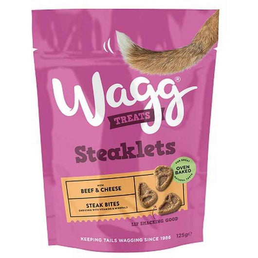 Wagg Steaklets Steak Bites with Beef & Cheese Treats 125g x 7 Wagg