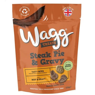 Wagg Steak Pie & Gravy Tasty Bites Treats 125g x 7 Wagg