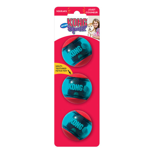 KONG Squeezz Action Red Small 3pk - UK9 Petcare