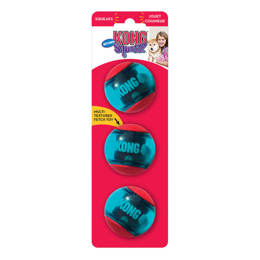 KONG Squeezz Action Red Small 3pk - UK9 Petcare